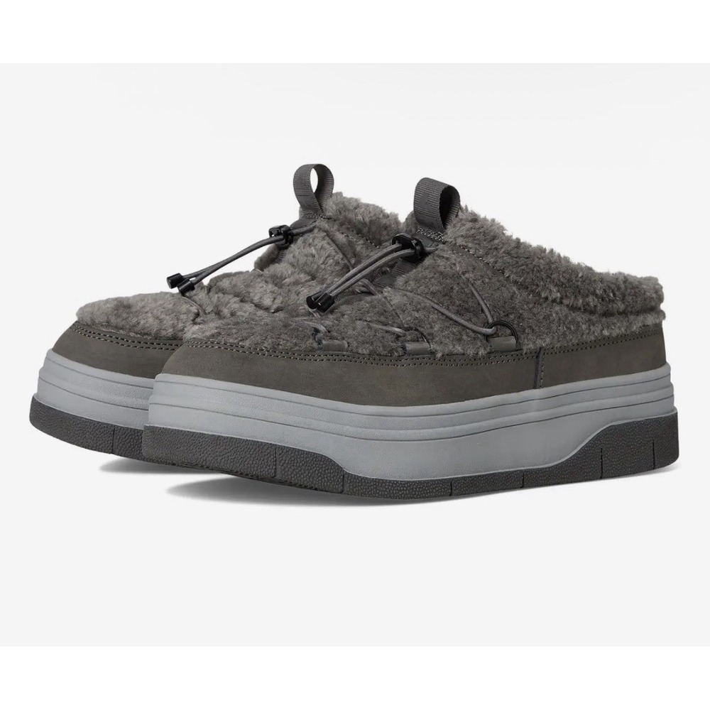 NIB $120 Pajar Canada 7 M Jules Waterproof Platform Mule Clogs Anthracite Sherpa